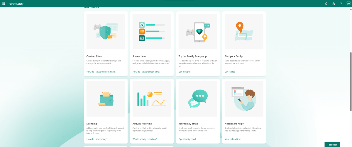 Microsoft Family Safety website 
