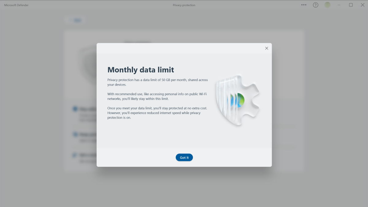 Microsoft Defender Privacy Protection (Data limit explanation)