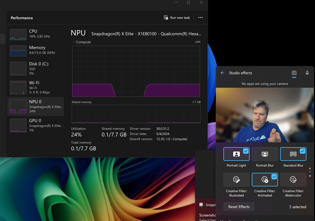 Surface Pro 2024 11th Edition npu use